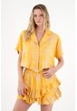 Tennis Camisa Amarilla Con Bordado De Flores Para Mujer de Tennis