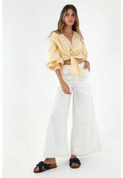 Jean Para Mujer Color Crudo Wide Leg