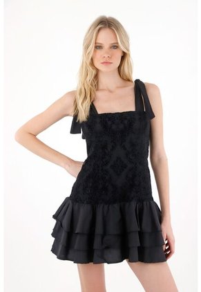 Tennis Vestido Corto Con Boleros Negro Para Mujer