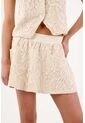 Tennis Falda Corta Corte A Con Textura Botánica En Algodón Beige Para Mujer de Tennis