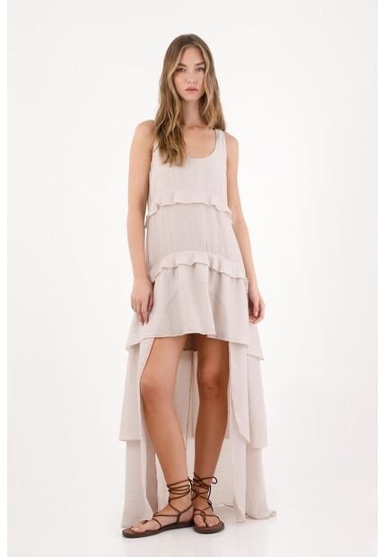 Tennis Vestido Asimétrico Con Boleros Crudo Para Mujer