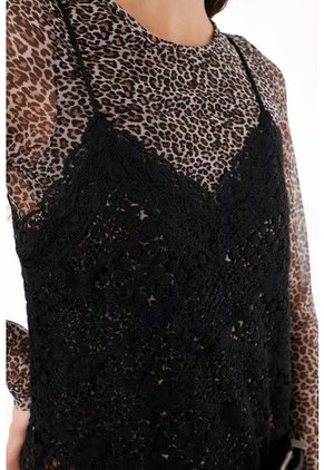 Tennis Vestido Negro En Encaje De Tiras Para Mujer