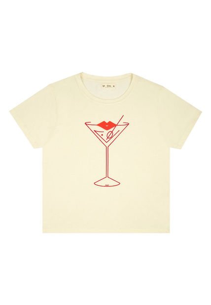 Camiseta Estampada Crudo Para Mujer