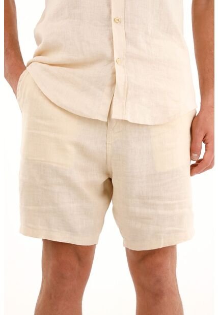 Bermuda Chino En 100% Lino Crudo Para Hombre