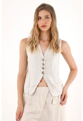 Tennis Chaleco Gris Con Efecto Metalizado Para Mujer