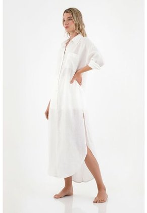 Camisa Café En Lino Para Mujer