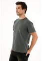 Camiseta Básica Manga Corta Verde Para Hombre de Tennis