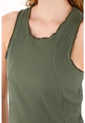 Tennis Camiseta Manga Sisa En Rib Verde Para Mujer