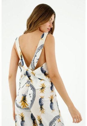 Camisa De Mujer, Silueta Crop Amplia De Tirantes Cruzados Y Estampado De Piñas