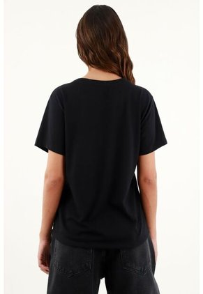 Camiseta Manga Corta Negra Para Mujer