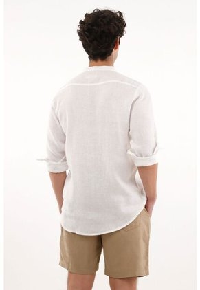 Tennis Camisa Cuello Neru Blanca En 100% Lino Para Hombre
