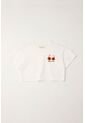 Camiseta Manga Corta Con Mini Print Crudo Para Niña de Tennis