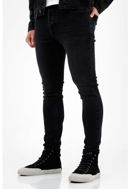 Jean Super Skinny Negro Para Hombre