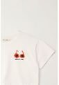 Camiseta Manga Corta Con Mini Print Crudo Para Niña de Tennis