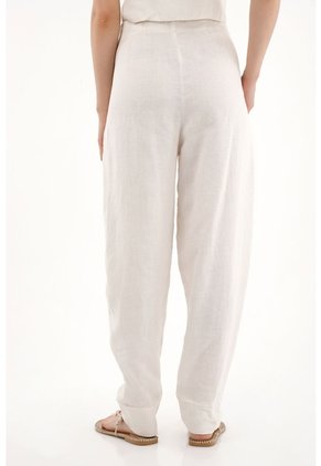 Tennis Pantalón Chino En 100% Lino Crudo Para Mujer