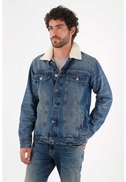 Tennis Abrigo Para Hombre Algodón Azul Fit Recto Con Borreguito