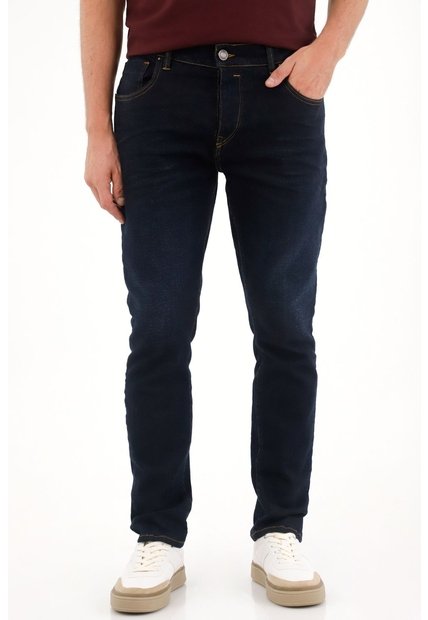 Tennis Jean Skinny Tono Oscuro Azul Con Caída Natural Para Hombre