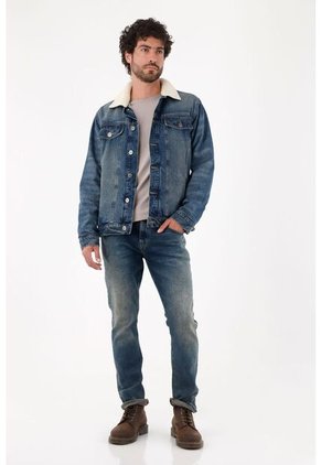 Tennis Abrigo Para Hombre Algodón Azul Fit Recto Con Borreguito