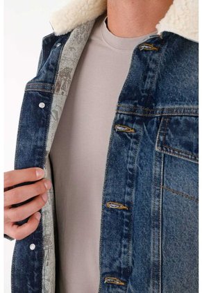 Tennis Abrigo Para Hombre Algodón Azul Fit Recto Con Borreguito