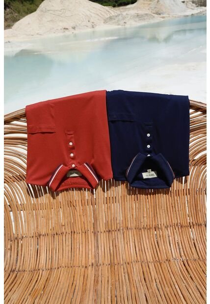 Camiseta Tipo Polo De Hombre, Cuello Francés Manga Corta, Con Cuello Y Puños Tejidos, Color Azul