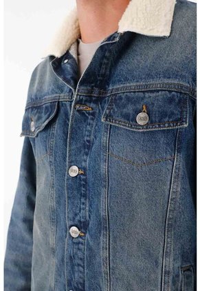 Tennis Abrigo Para Hombre Algodón Azul Fit Recto Con Borreguito