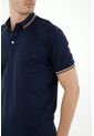 Camiseta Tipo Polo De Hombre, Cuello Francés Manga Corta, Con Cuello Y Puños Tejidos, Color Azul de Tennis