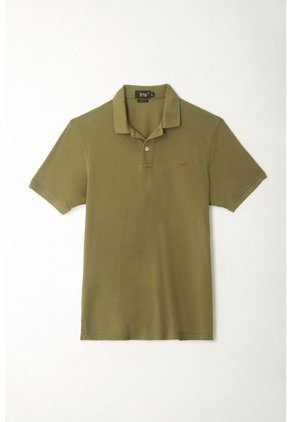Tennis Polo Verde Con Raqueta Multicolor De Silueta Amplia Para Hombre