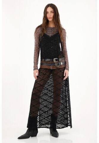 Tennis Vestido Negro En Encaje De Tiras Para Mujer Tennis