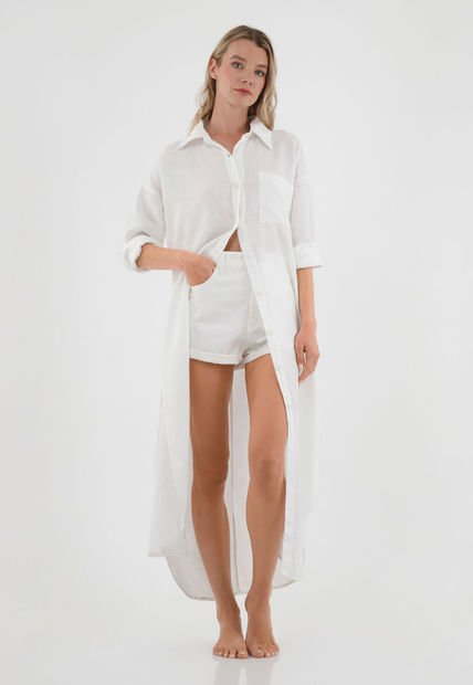 Camisa Café En Lino Para Mujer