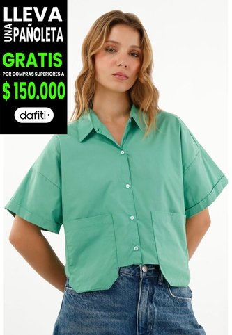 Tennis Camisa Verde Con Ruedo Al Corte Para Mujer Tennis