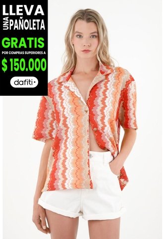 Camisa Tipo Bowling Estampada Para Mujer Tennis