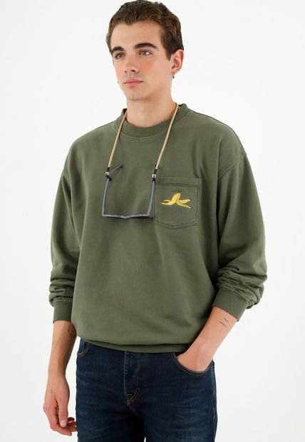 Buzo Unisex Verde Con Bolsillo De Parche