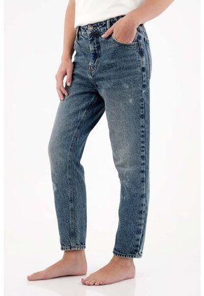 Tennis Jean Recto De Tiro Alto Azul Para Mujer