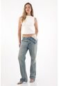 Tennis Jean Recto De Tiro Medio Con Doblez En Pretina Azul Para Mujer de Tennis