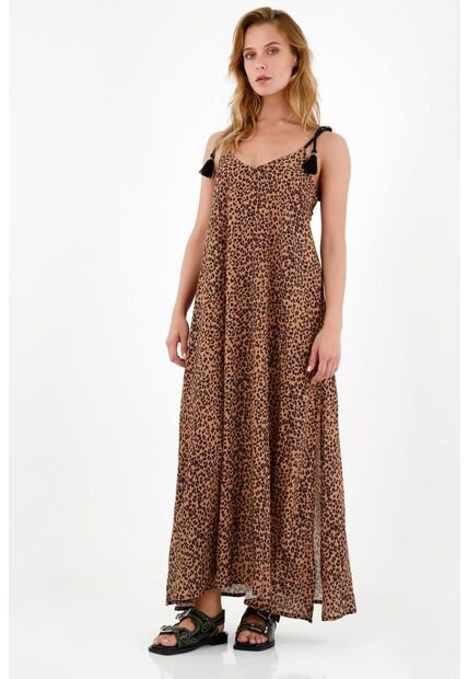 Vestido Largo De Animal Print Para Mujer
