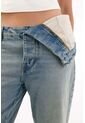 Tennis Jean Recto De Tiro Medio Con Doblez En Pretina Azul Para Mujer de Tennis