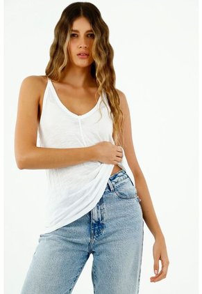 Camiseta Para Mujer Blanca De Tiras