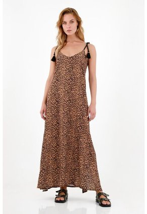 Vestido Largo De Animal Print Para Mujer