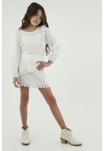 Falda Crudo Con Corte Para Niña Tennis