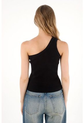 Tennis Camiseta De Un Solo Hombro Negra Para Mujer