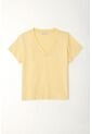 Tennis Camiseta Básica Cuello En V Amarilla Para Mujer de Tennis