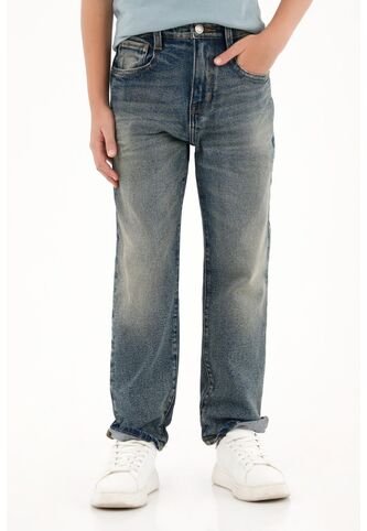 Jean Recto Tono Azul Tiro Medio Para Niño Tennis