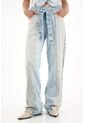 Tennis Jean Wide Leg Con Detalle De Malla Y Brillo Para Mujer de Tennis