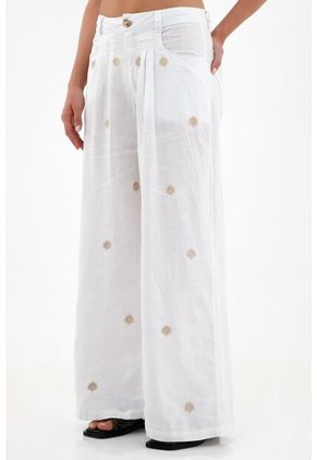 Pantalón En Lino Blanco Para Mujer