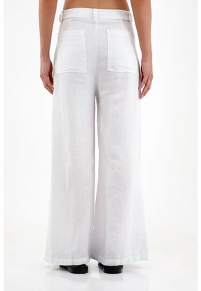 Pantalón En Lino Blanco Para Mujer