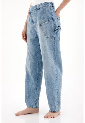 Tennis Jean Slouchy Tiro Bajo Con Jota Asimétrica Para Mujer