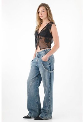 Tennis Chaleco En Malla Con Bordados Negro Para Mujer