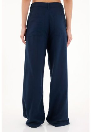 Tennis Pantalón Recto Con Detalles Bordados Azul Para Mujer