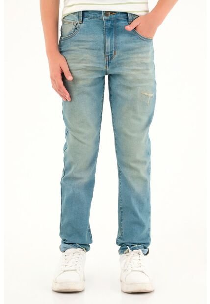 Jean Slim Tono Claro Con Roto Para Niño