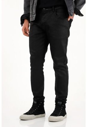 Tennis Jean Skinny Con Efecto Resinado Negro Para Hombre